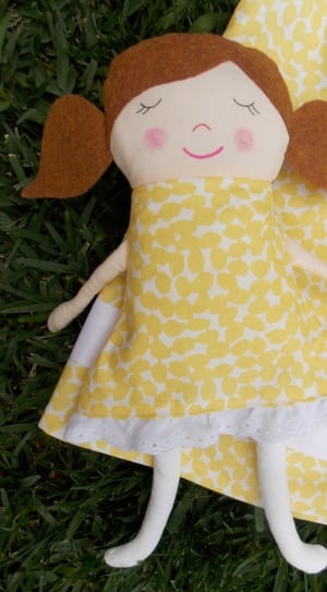 girl in yellow and white sleeveless dress plush toy thumbnail