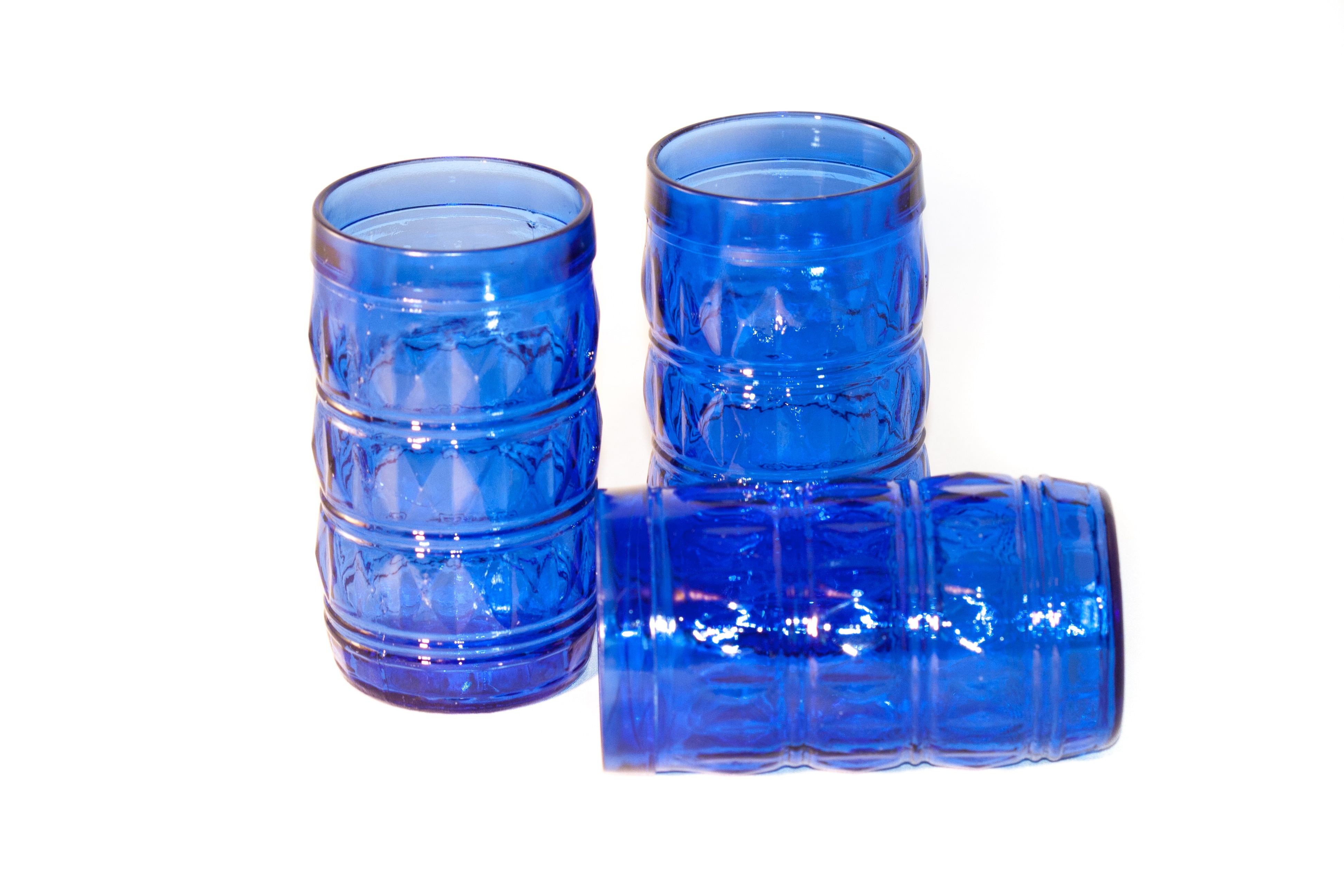 blue drinking glass