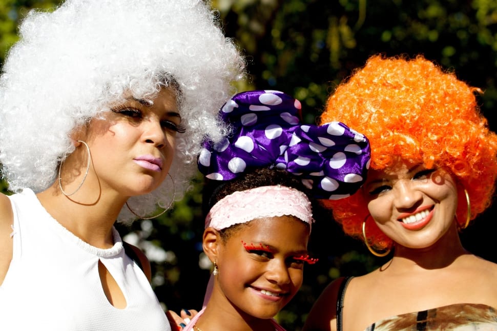 3 women's wearing headdress portrait photo preview