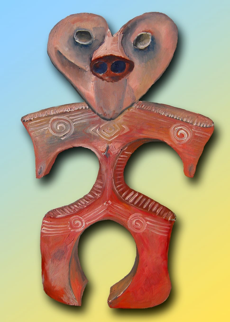 red wooden man shape figure preview