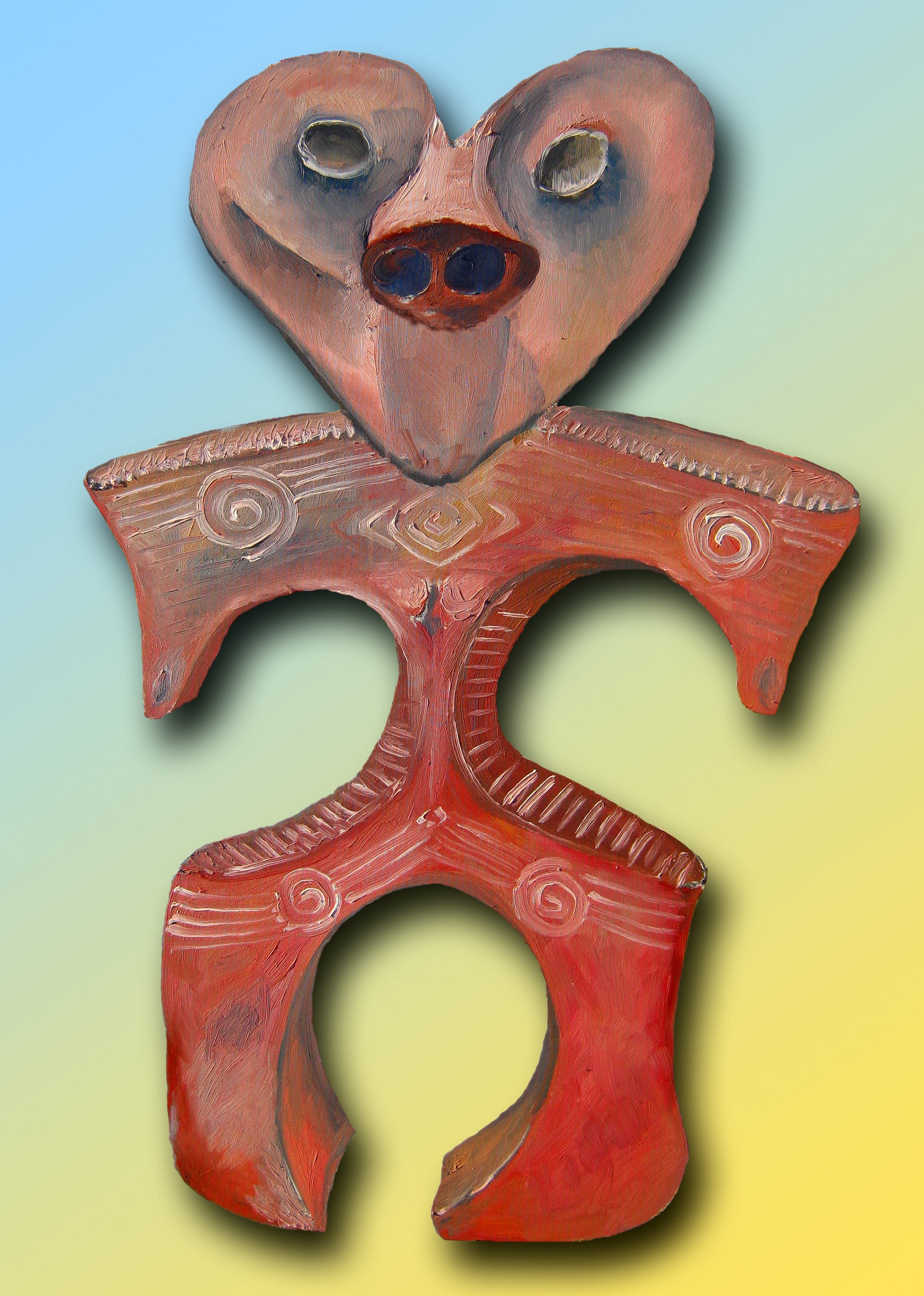 red wooden man shape figure