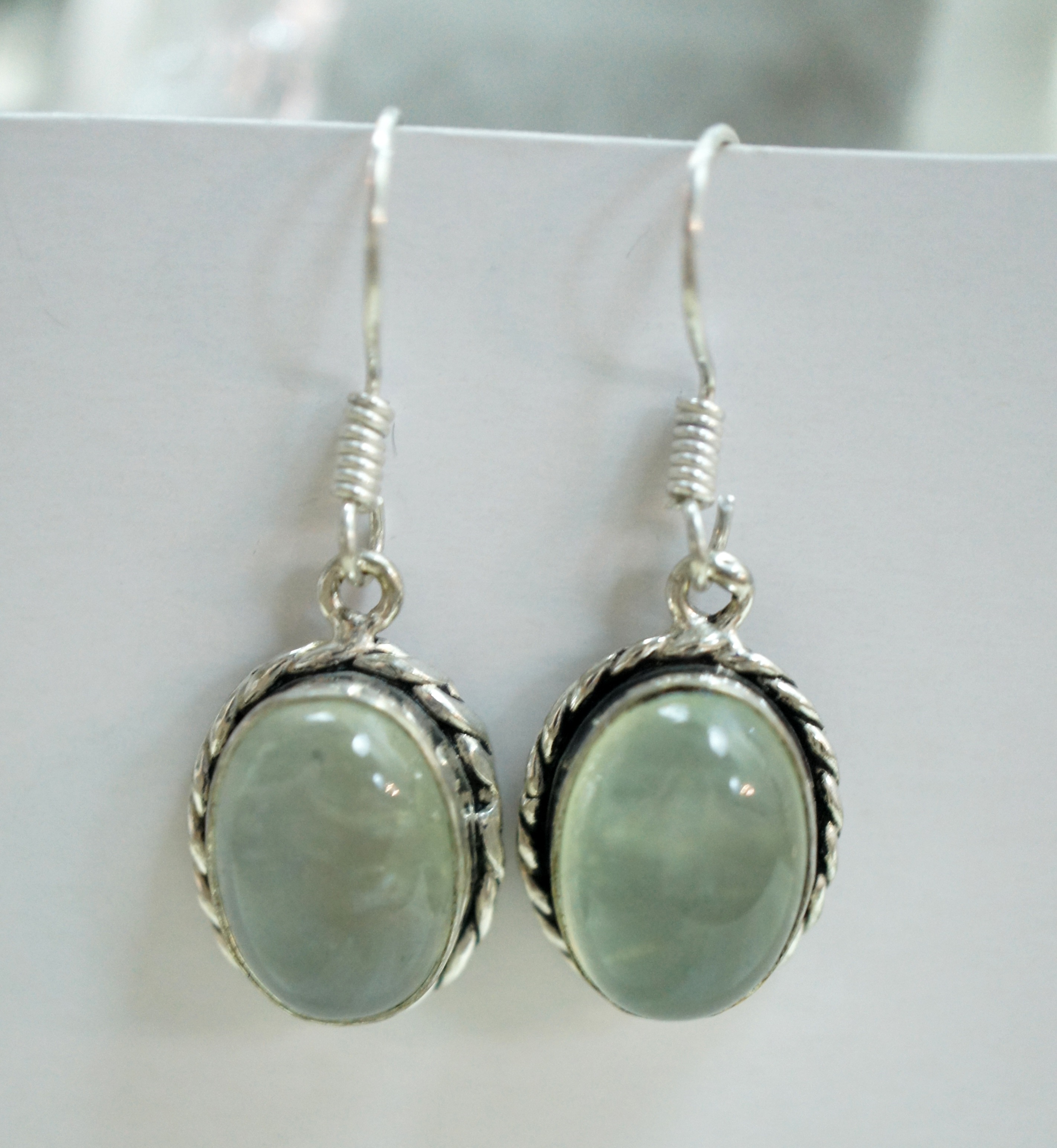silver framed hook earrings