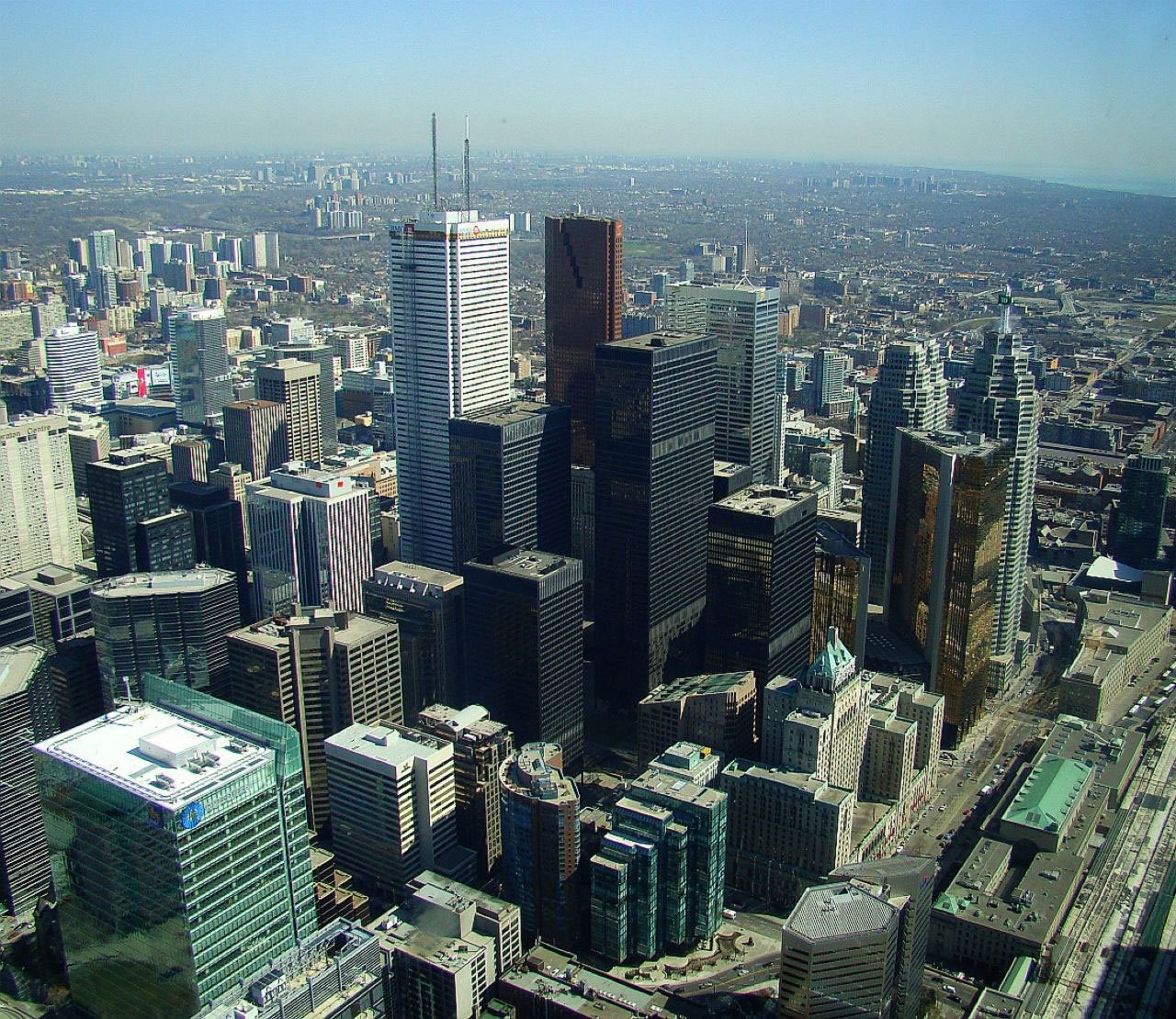 high rise buildings aerial photograph
