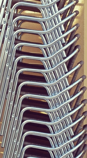 chrome and brown piled chairs thumbnail