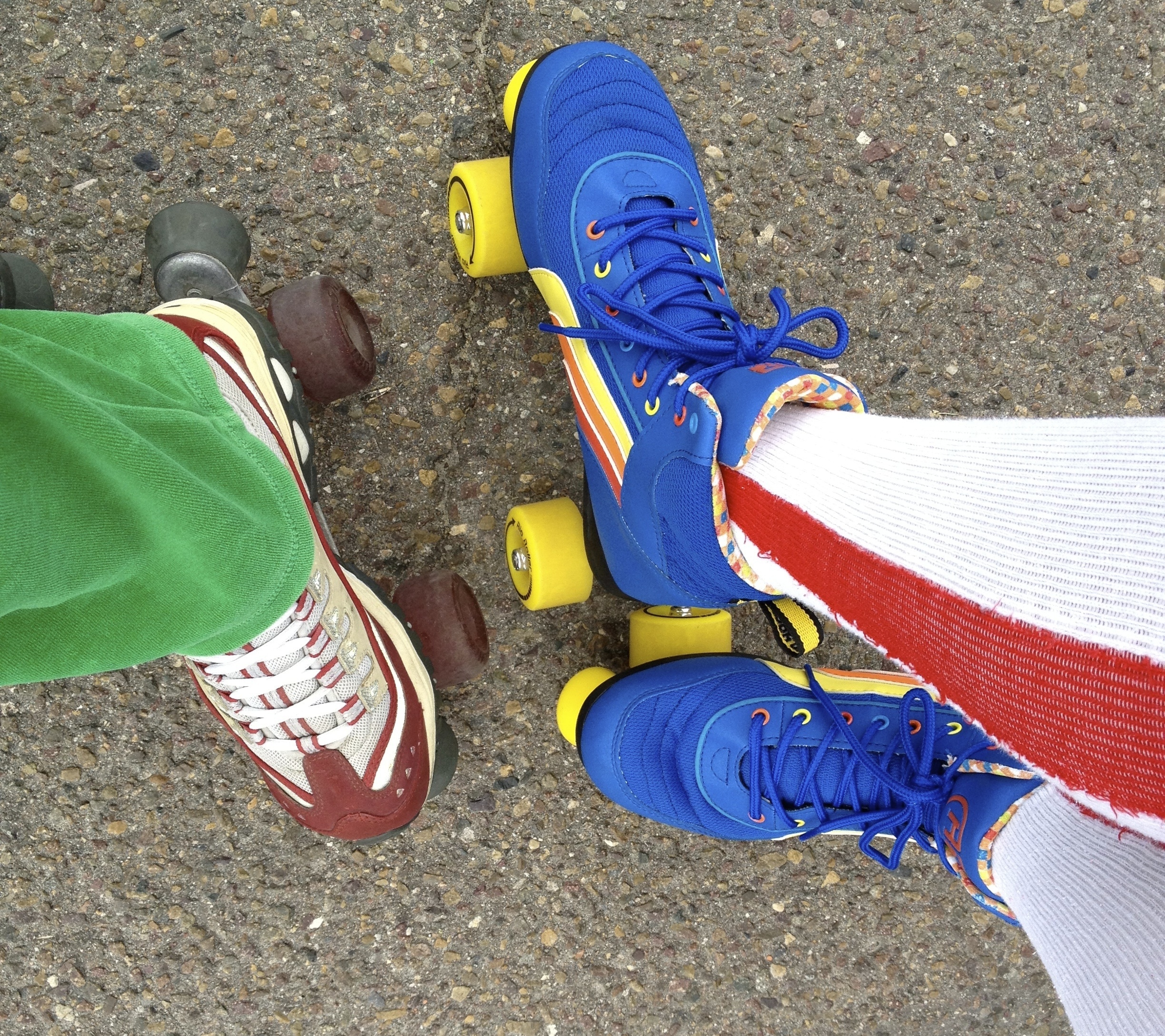 pair of blue roller skates