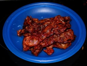fried bacon on purple bowl thumbnail