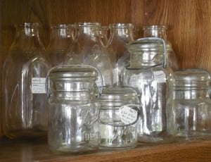 assorted clear glass jars thumbnail
