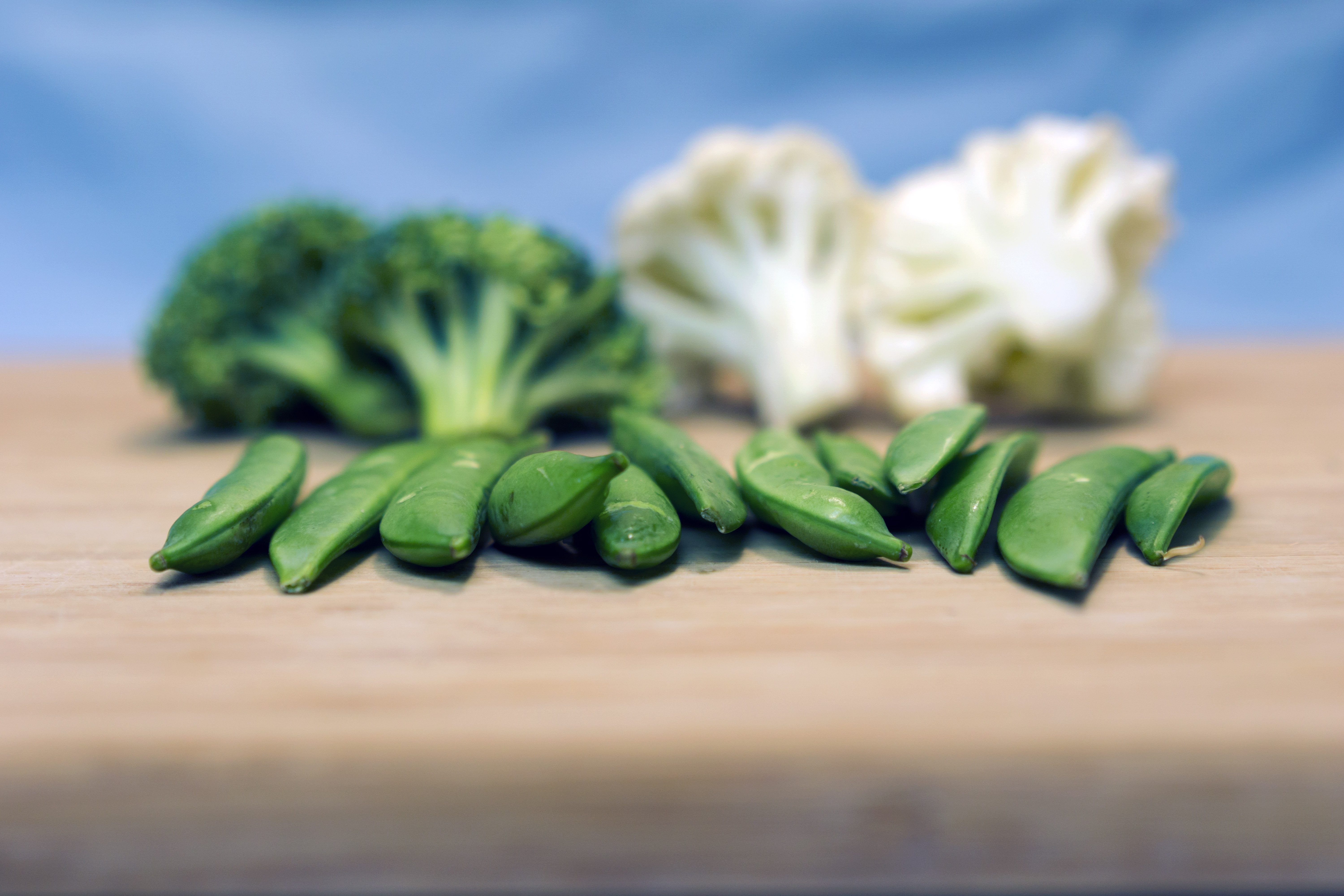 green peas, broccoli and cauliflower