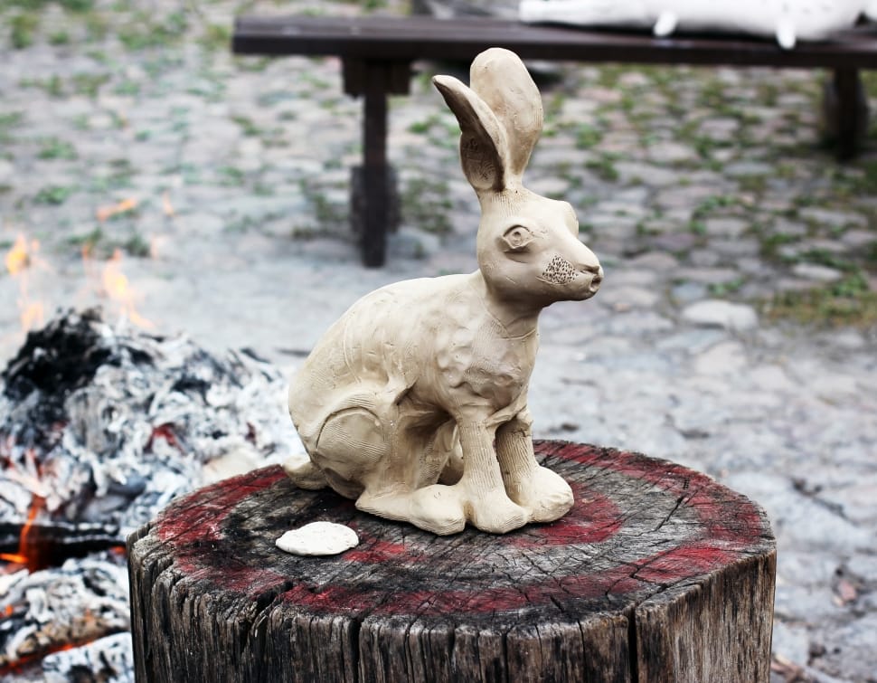 gray clay rabbit decor preview