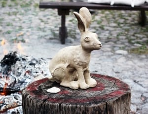 gray clay rabbit decor thumbnail