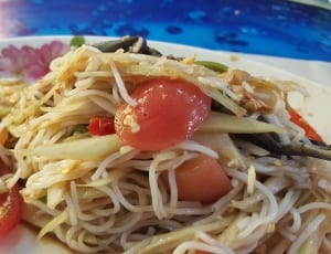 white noodles and slice of vegetable thumbnail