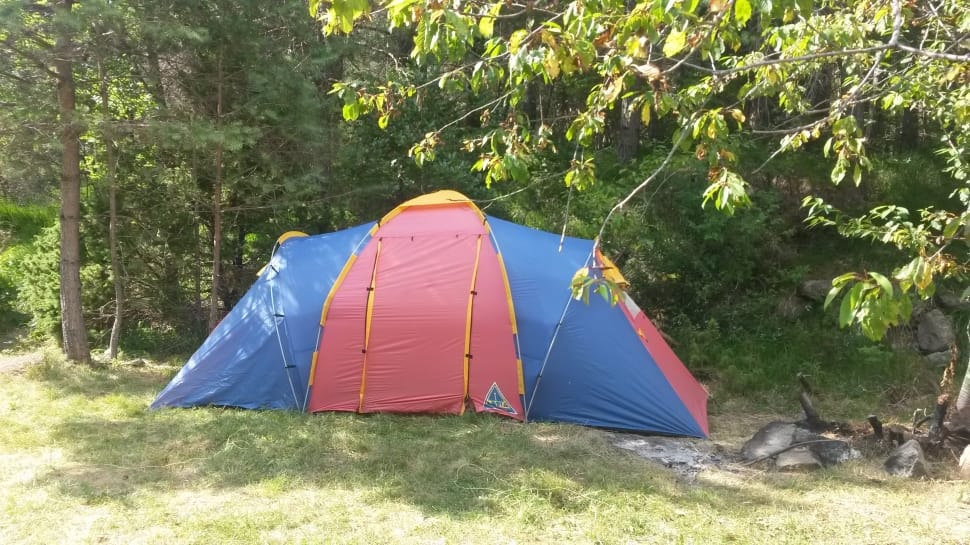 red and blue cabin tent preview