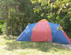red and blue cabin tent thumbnail