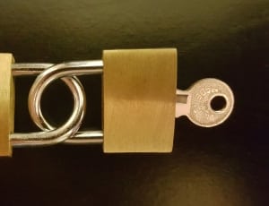 2 brass and stainless steel padlocks and keys thumbnail