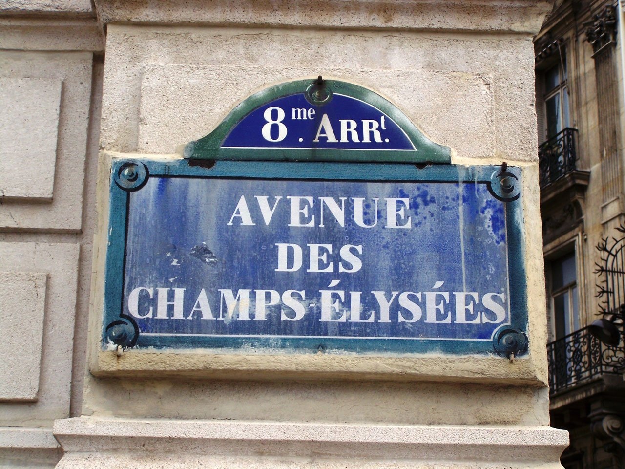 blue avenue des champs elysees signage