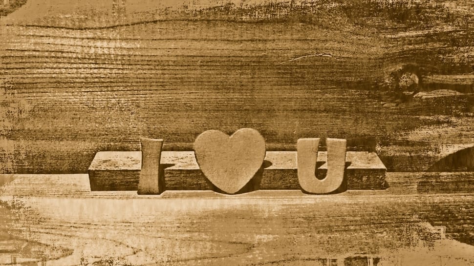 brown wooden i love you table decor preview