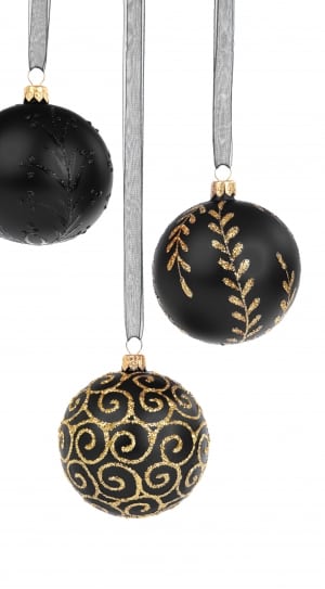 3 black and gold baubles thumbnail