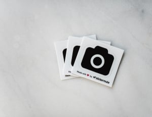 three camera stickers on white textile thumbnail