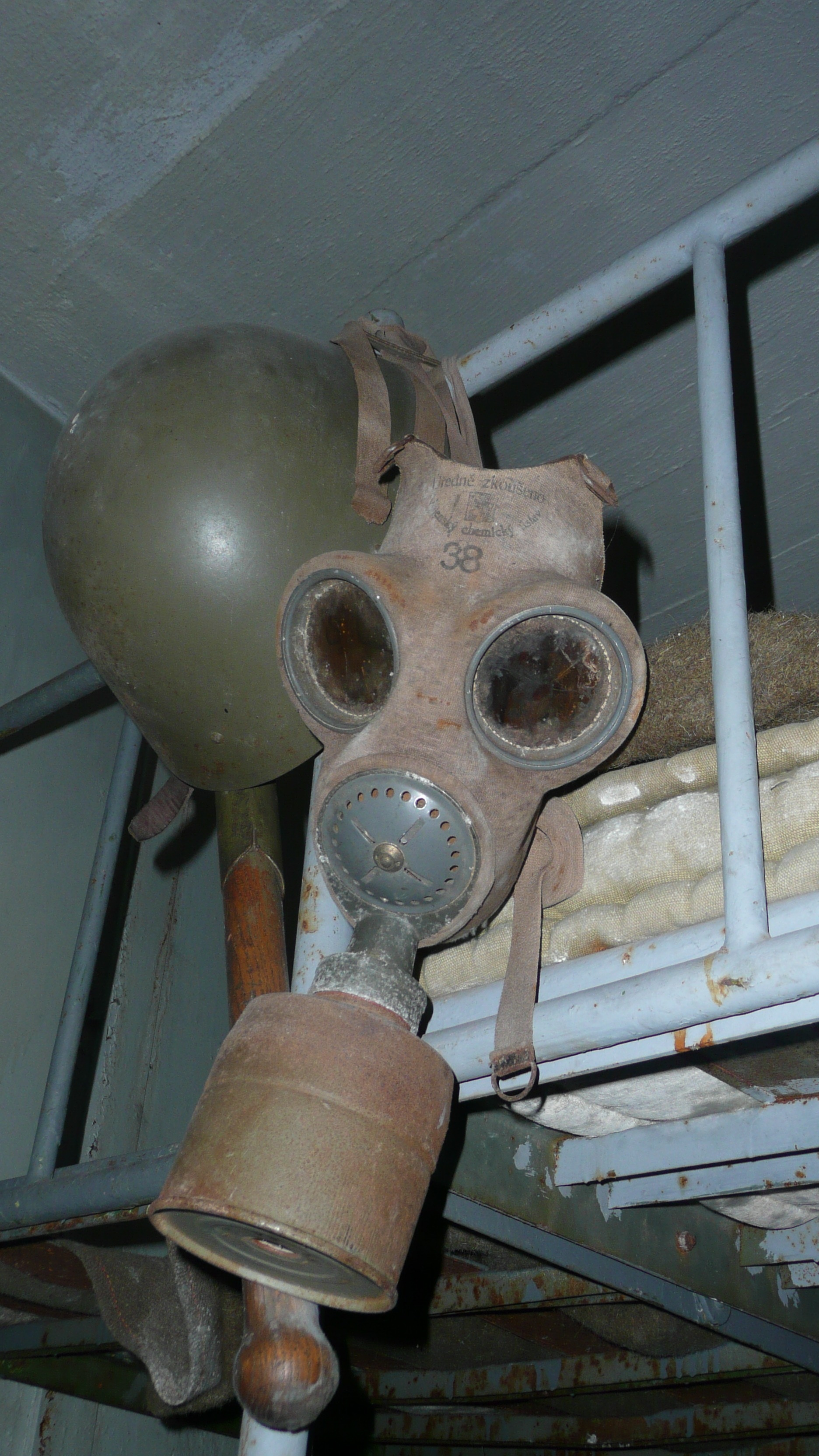 brown gas mask