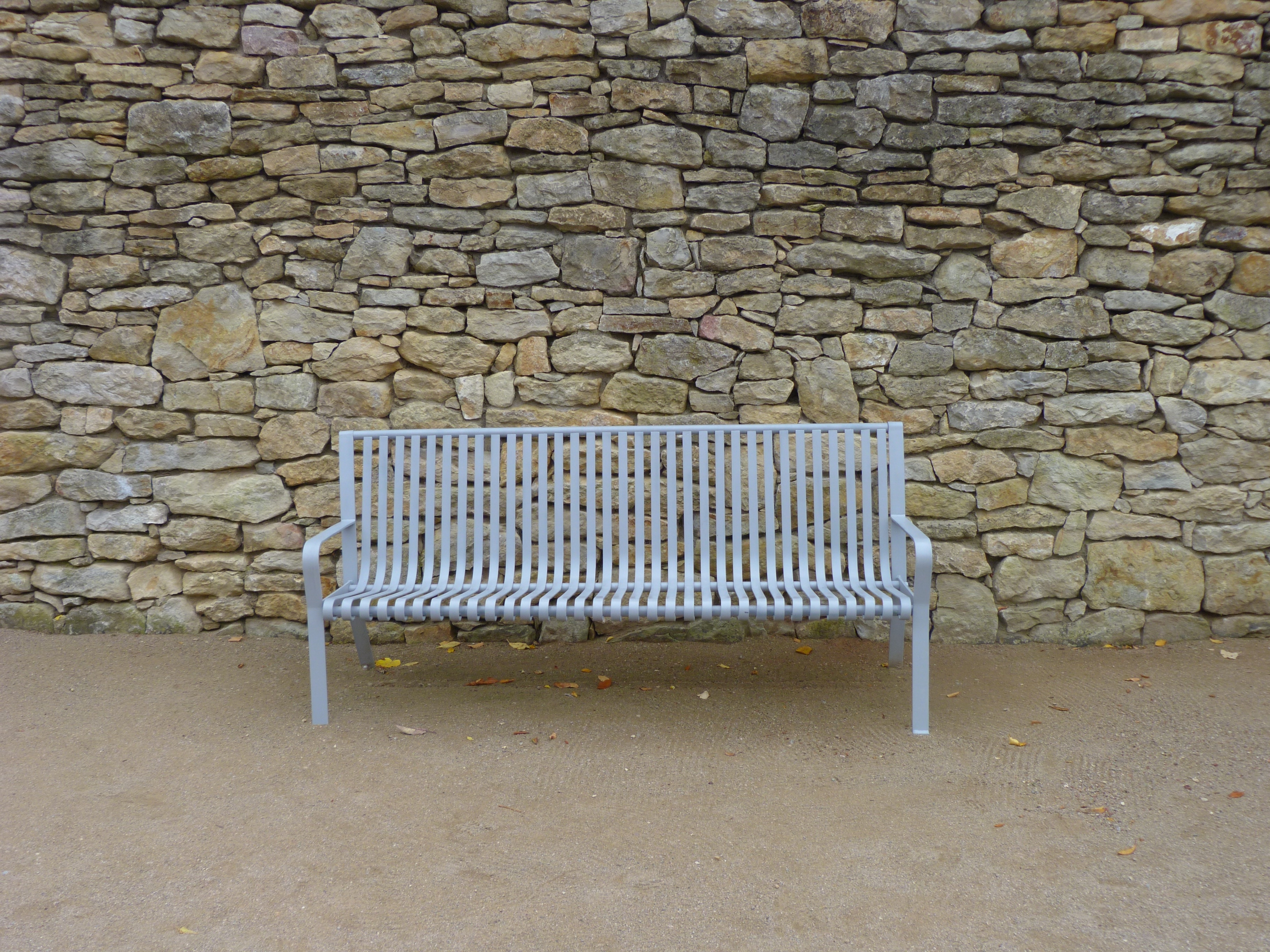 gray metal bench