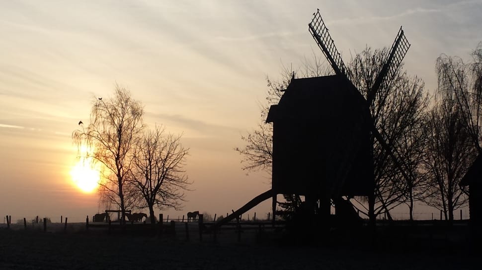 silhouette of windmill preview