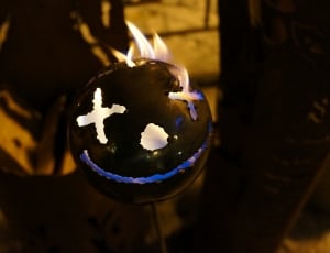 black white and blue candle holder thumbnail