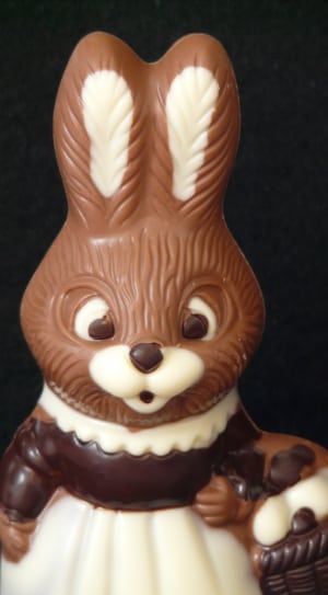 brown and white rabbit ceramic figurine thumbnail