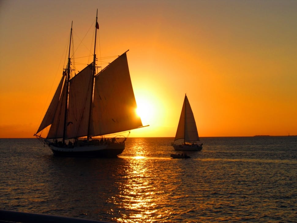 Sunset, Ship, Boat, Sea, Water, Sky, nautical vessel, sunset preview