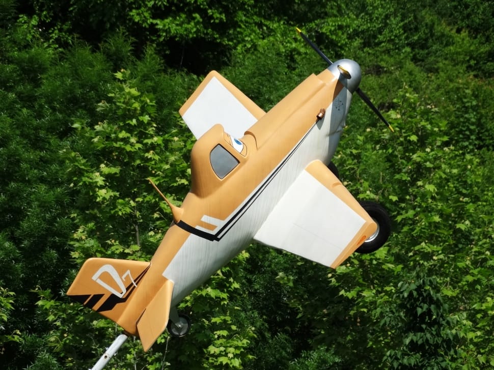 white and brown rc biplane toy preview