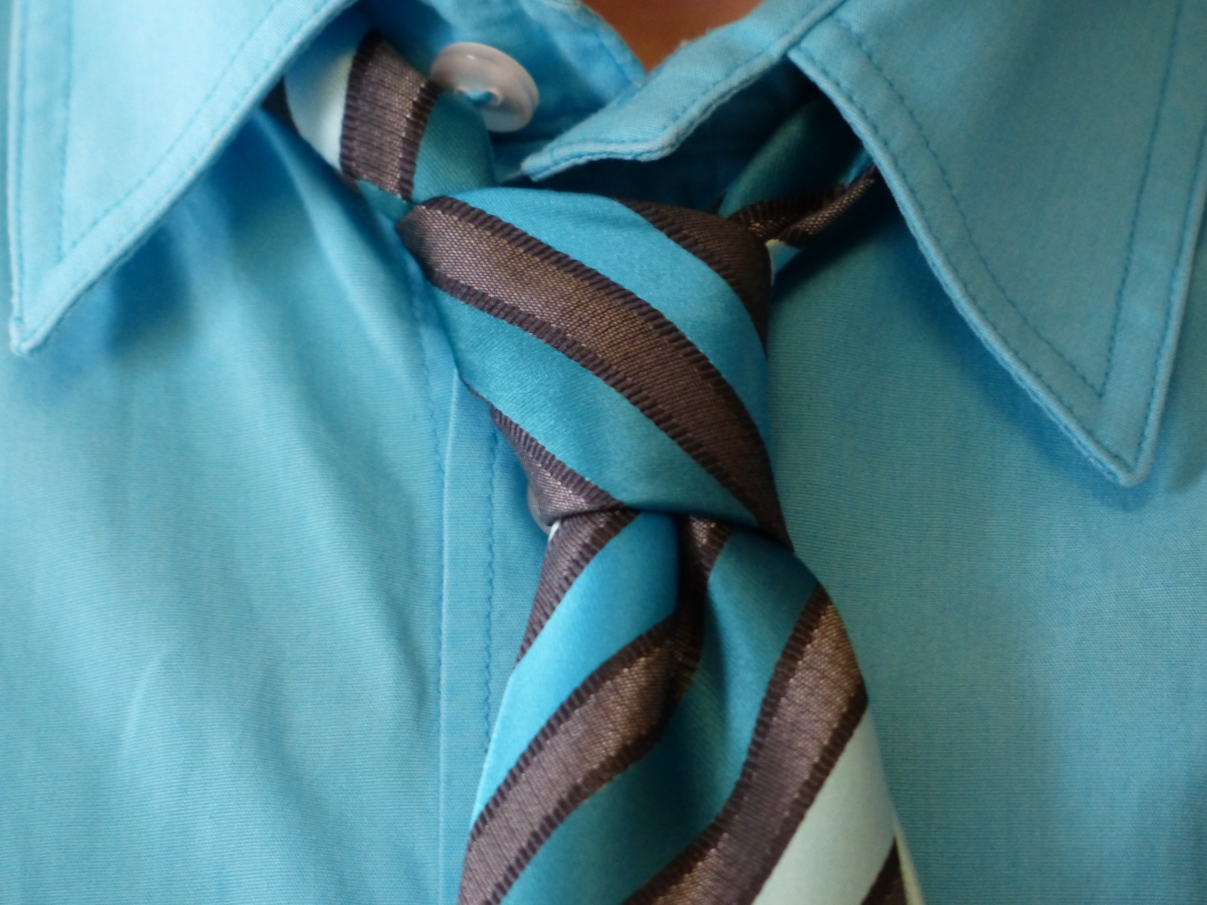 blue and brown necktie