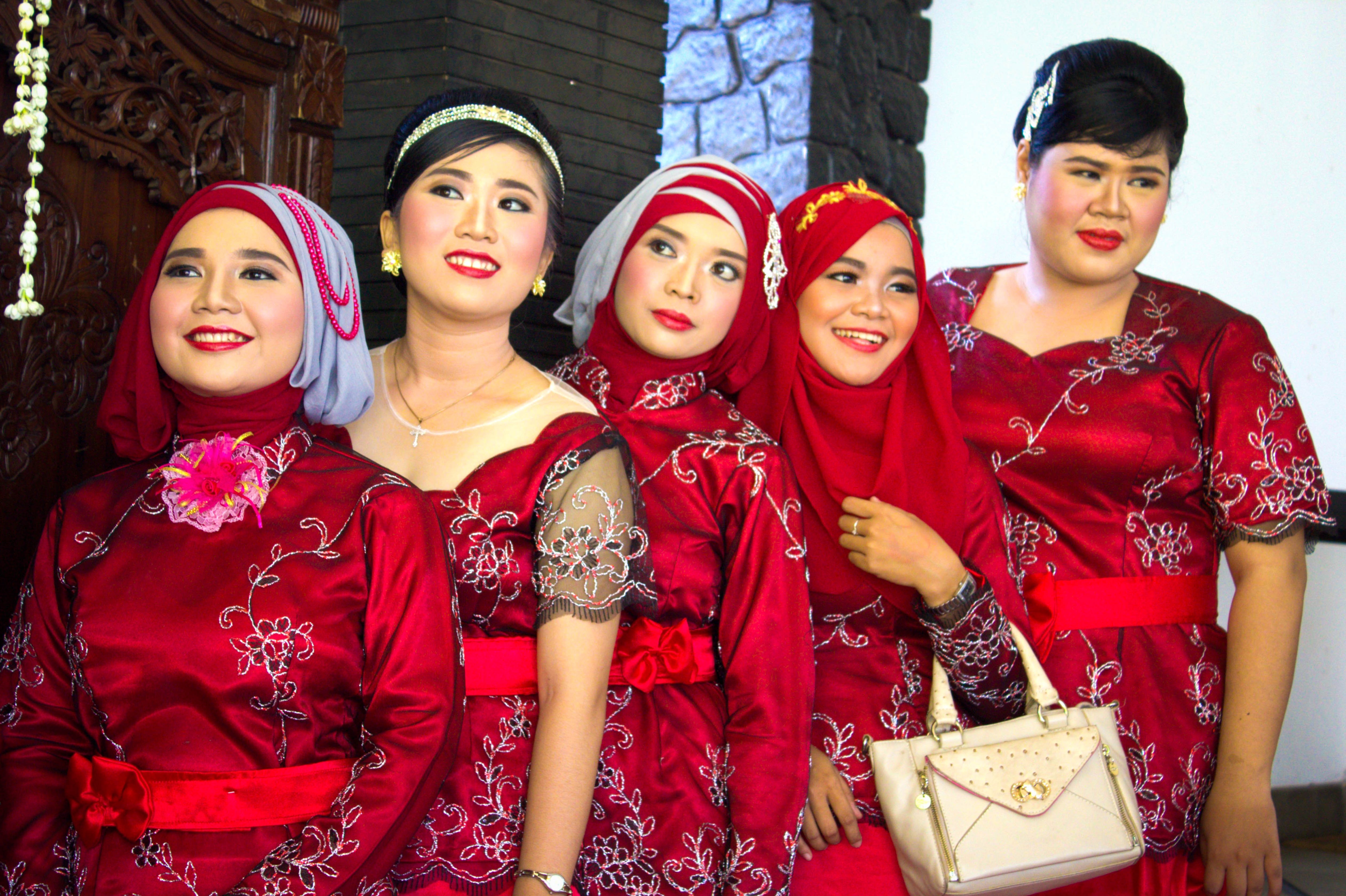 women's red hijab