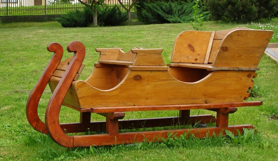 brown wooden santa claus snow sled preview