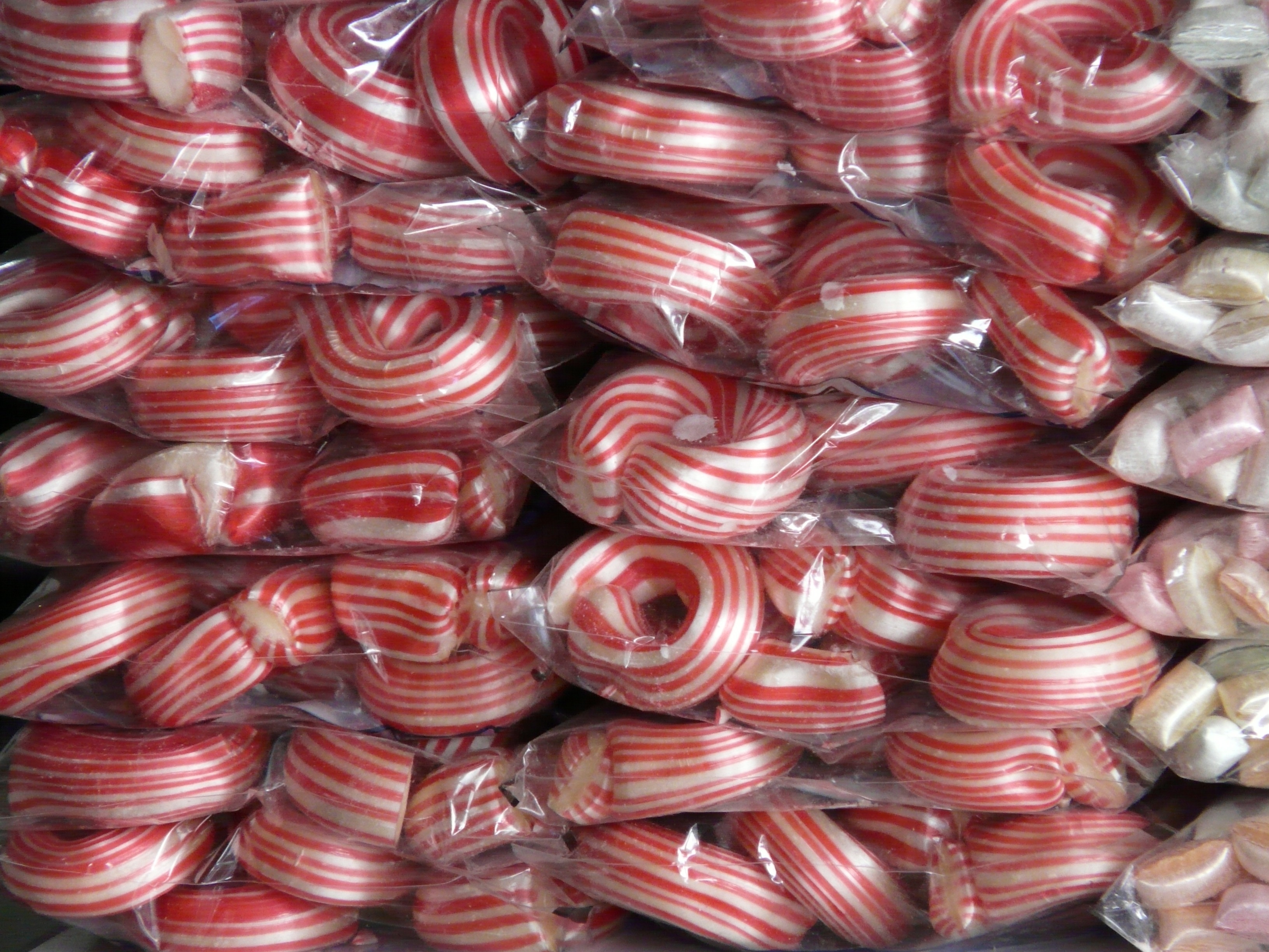 white and red stripes candy lot