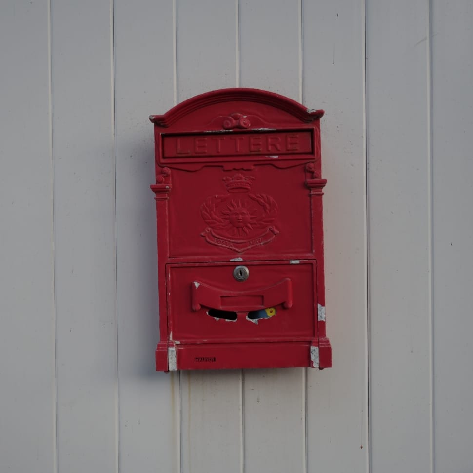 red metal wall mount mailbox preview