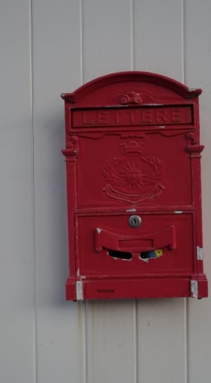 red metal wall mount mailbox thumbnail