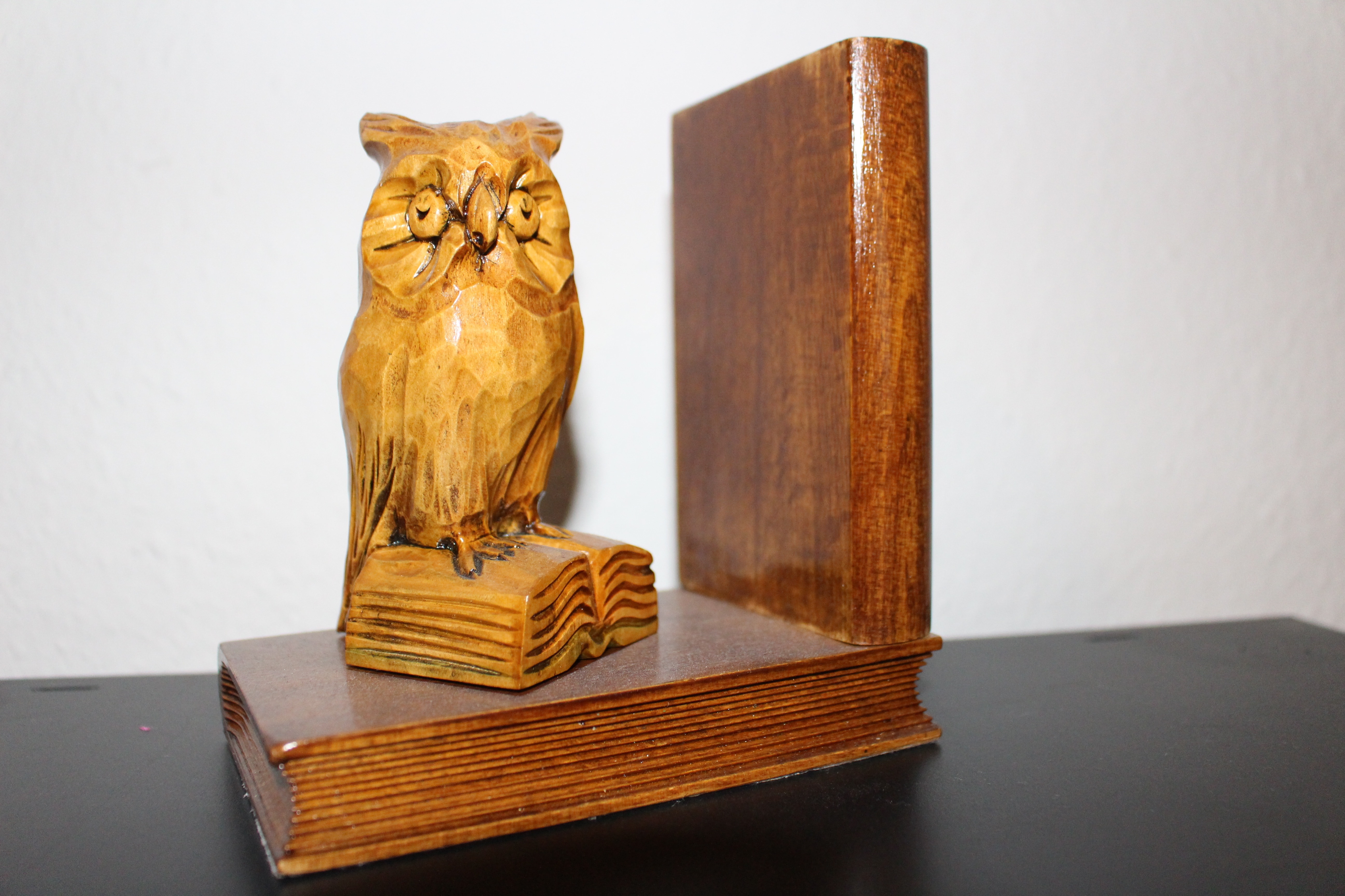 brown wooden owl figurine