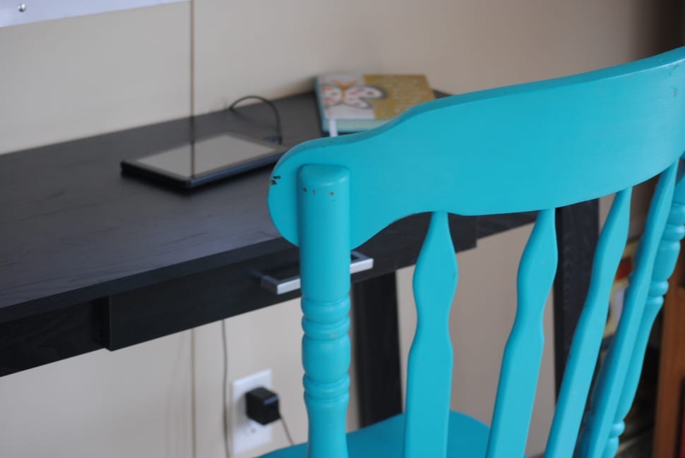 cyan wooden chair preview