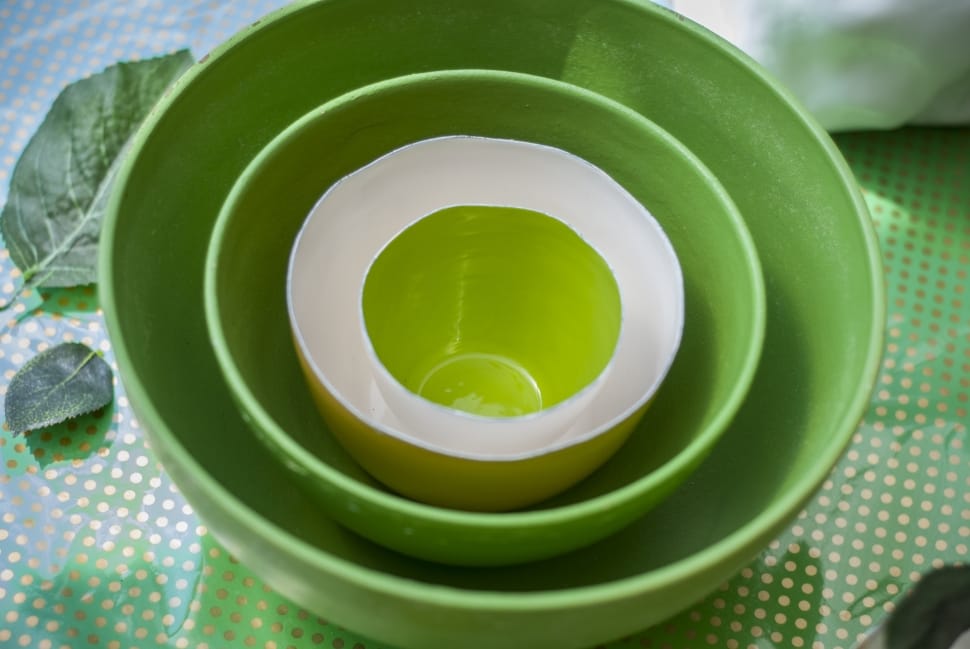 green and white ceramic bowl lot preview