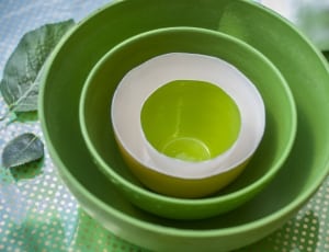 green and white ceramic bowl lot thumbnail