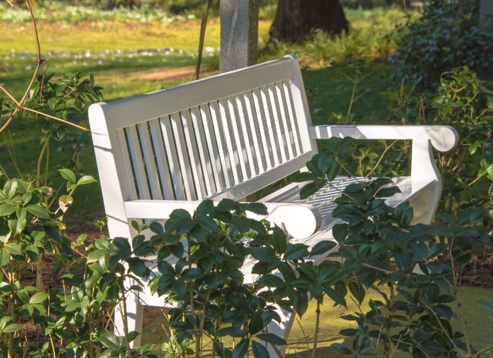 white wooden garden armed bench preview