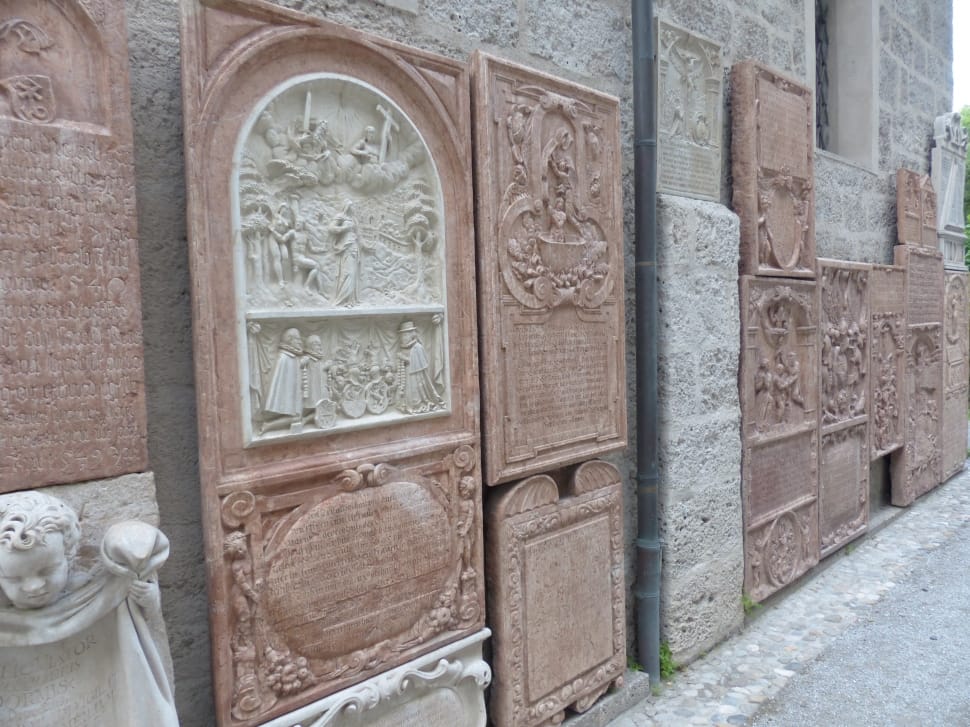 brown and white stone carvings preview