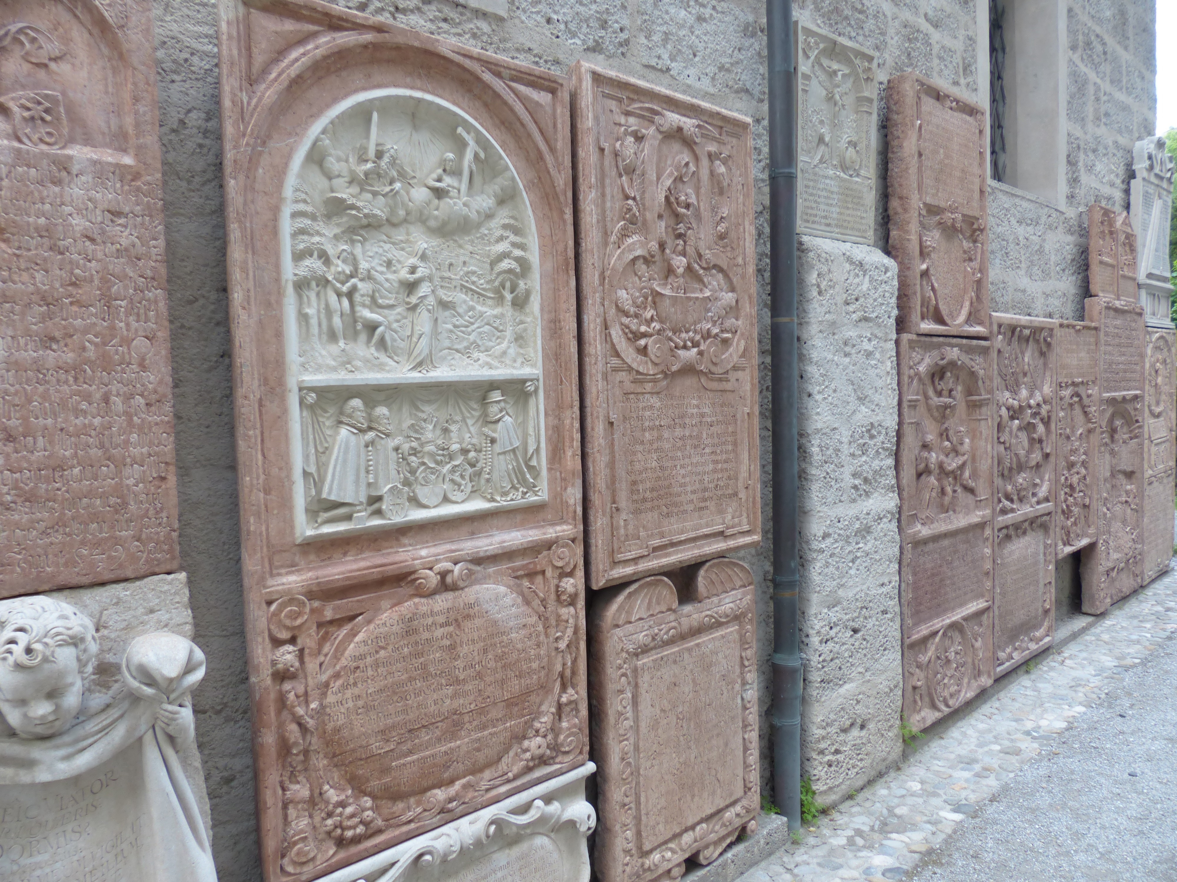 brown and white stone carvings