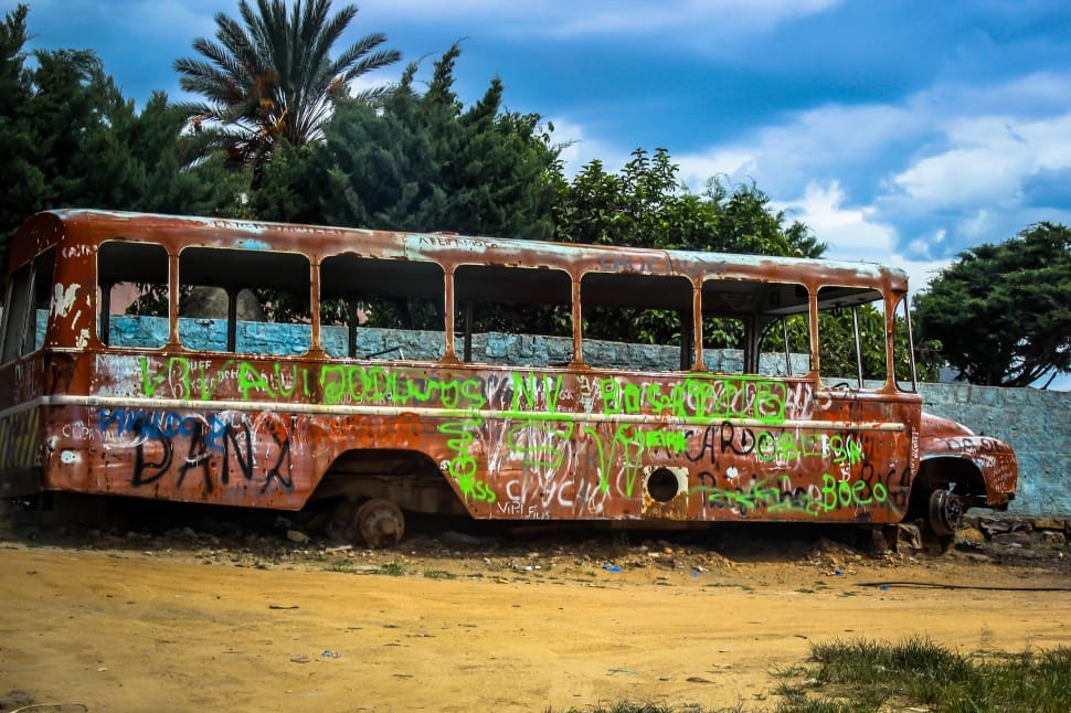 brown rusted bus preview