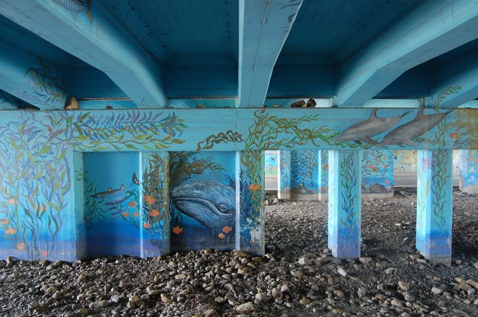 blue white gray sea creatures graffiti preview