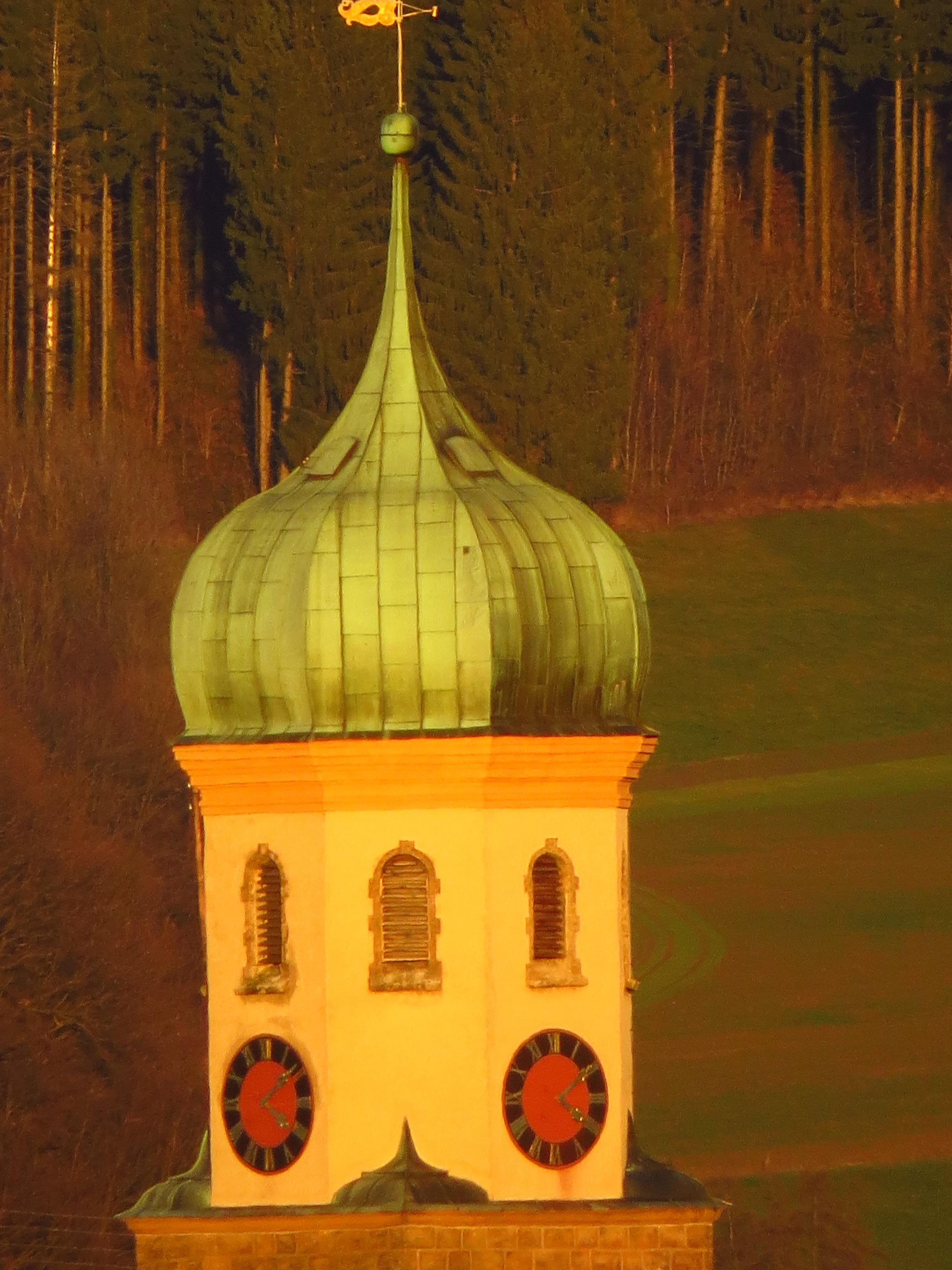 white red and black dome tower painting