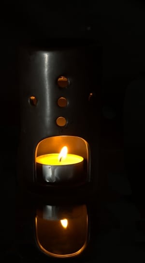 black ceramic tealight candle holder thumbnail