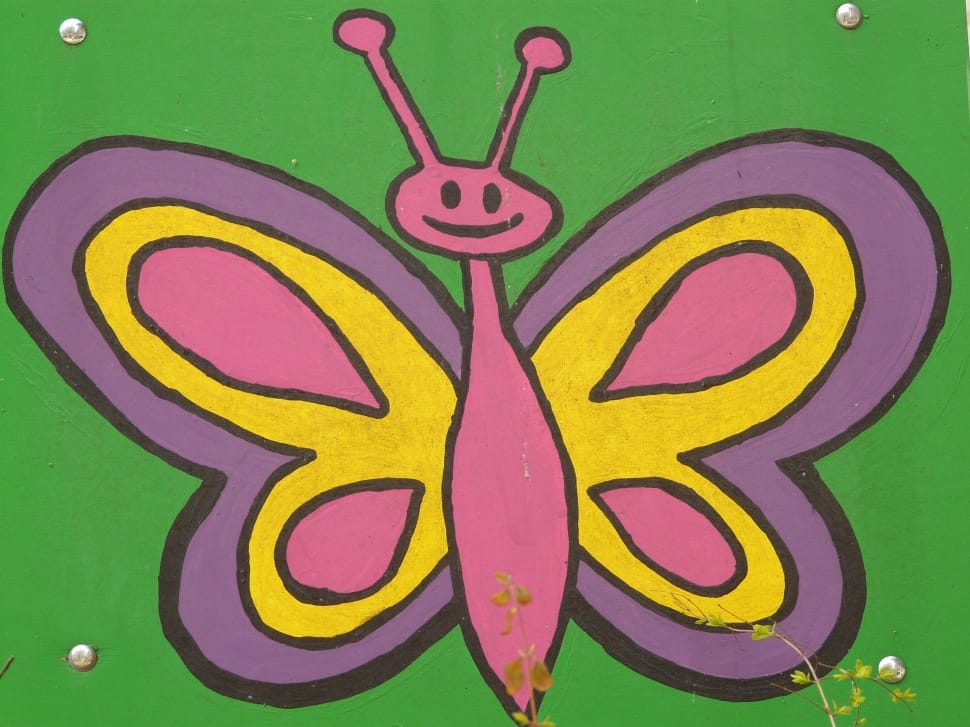 pink yellow and purple butterfly painting preview