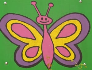 pink yellow and purple butterfly painting thumbnail