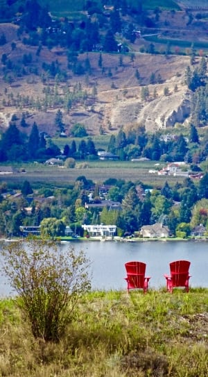 red wooden adirondack chairs thumbnail
