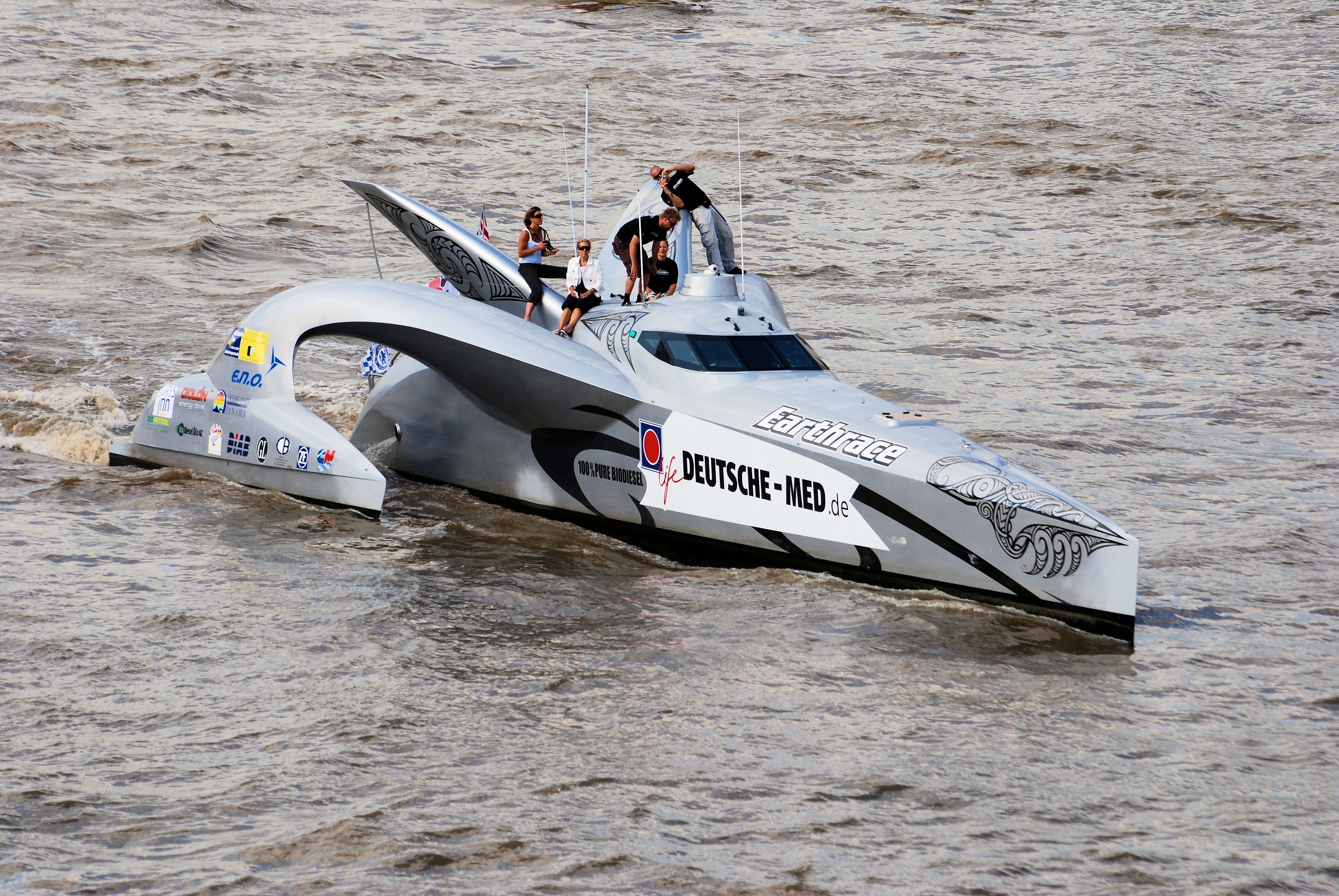 silver earthrace boat